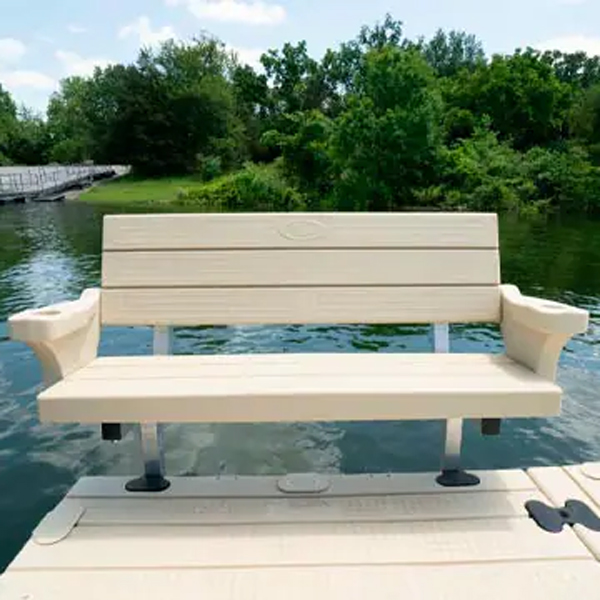 Dock Bench with Armrest and Cupholders