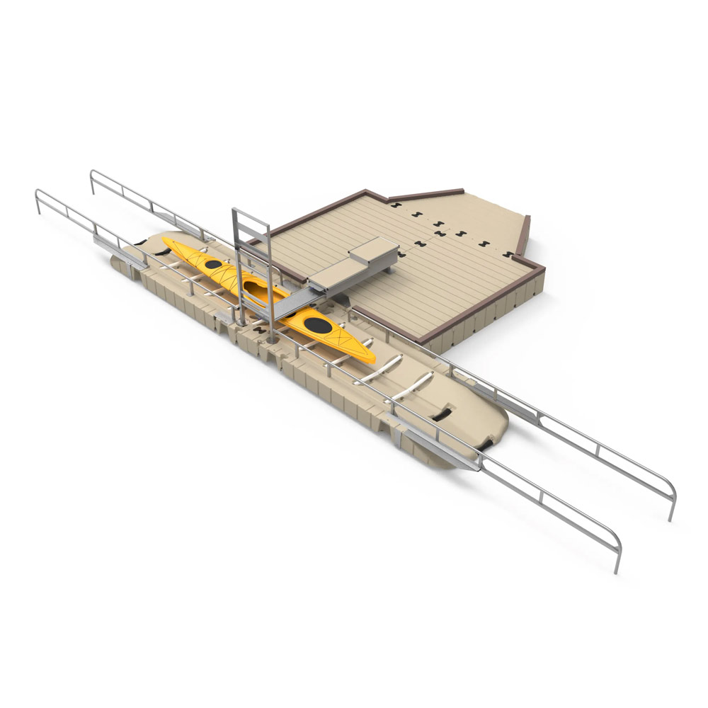 The addition of the easy-to-use ADA Transfer Bench system to the drive-through EZ Launch allows people with disabilities, children or seniors to feel confident transferring into their watercraft independently and provides extra stability when launching and docking. EZ Dock Security Curbing’s polyethylene construction also provides a safe border around dock edges for wheelchairs, with a dark color contrast for easy visibility.